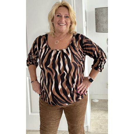 Oh jee kloon rooster ballon blouse print - Petra Damesmode